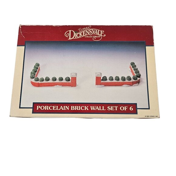 Lemax Dickensvale Porcelain Brick Wall Set of 6 1992 Christmas Village Decor - Picture 1 of 10